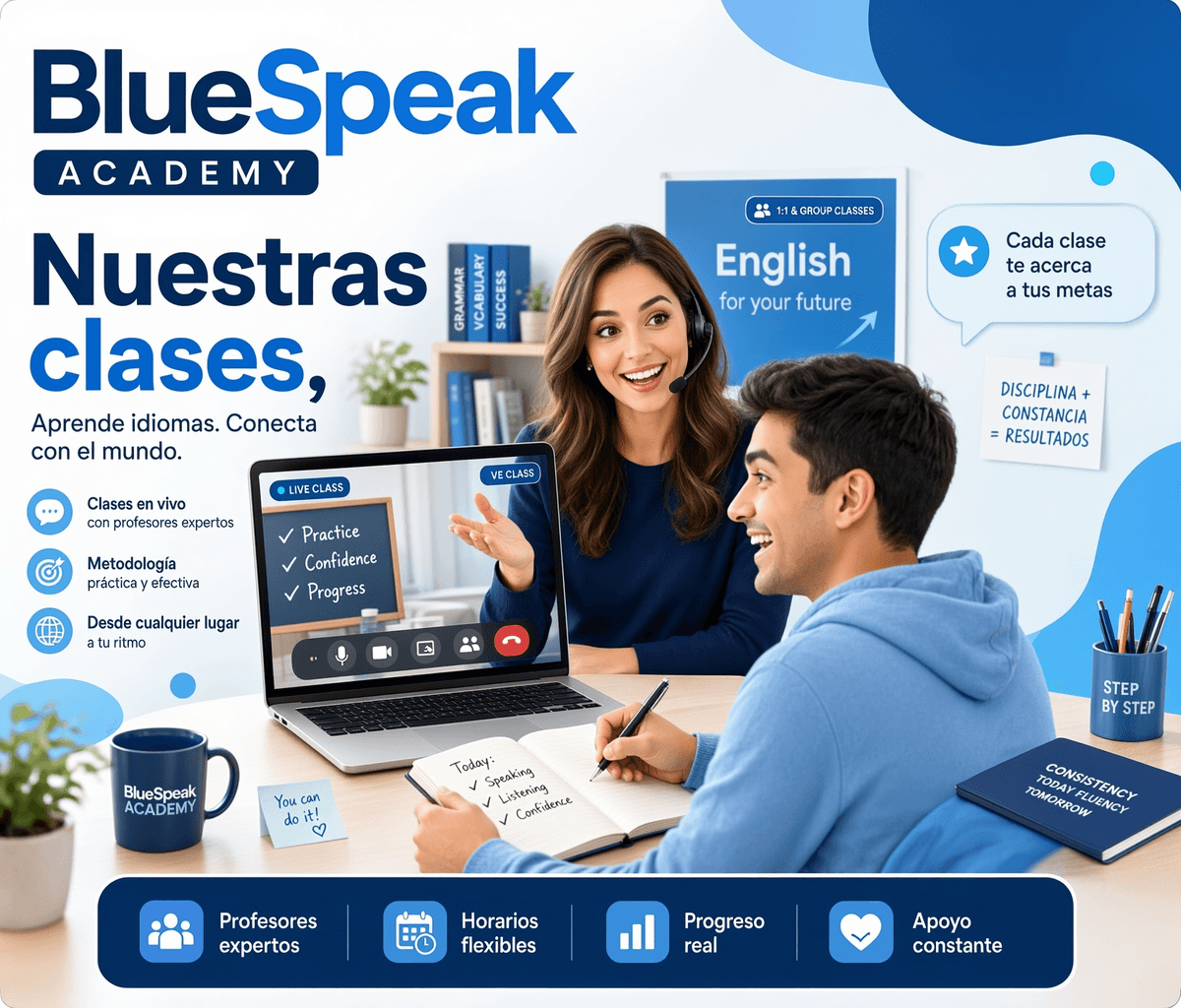 Estudiantes de BlueSpeak Academy tomando una clase en línea.